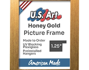 Honey Gold Picture Frame 1.25 inch Flat Gold Art Frame Vintage Photo Display Elegant Gold Wall Decor Gifts by US Art Frames