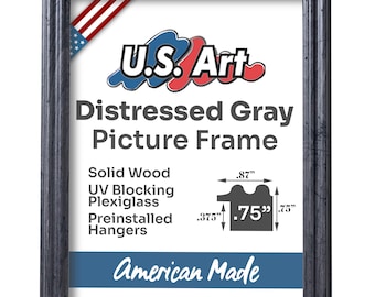 Dark Distressed Gray Picture Frame .75 Inch Solid Wood, Rustic Grey Wood Art Frame, Vintage Photo Display, Farmhouse Wall Decor