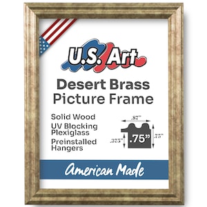 Desert Brass Picture Frame Rustic Decor Solid Wood Frames with UV Blocking Plexiglass and Preinstalled Hangers for Wall Decor