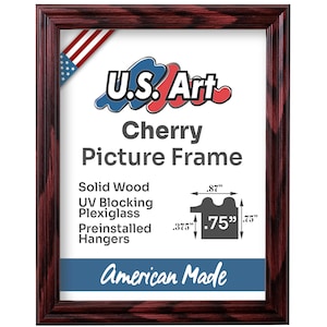 Solid Wood Cherry Frame .75 Inch Red Brown Picture Frame Classic Art Display Vintage Photo Wall Decor Gifts by US Art Frames