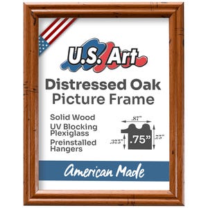 Distressed Oak Art Frame .75 Inch Solid Wood Rustic Photo Frame Vintage Display Farmhouse Wall Decor Gifts by US Art Frames