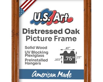 Distressed Oak Art Frame .75 Inch Solid Wood Rustic Photo Frame Vintage Display Farmhouse Wall Decor Gifts by US Art Frames