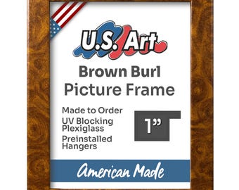 Brown Burl Picture Frame 1 Inch Flat Art Frame Vintage Wood Photo Display Classic Wall Decor Gifts by US Art Frames