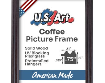 Dark Coffee Brown Picture Frame .75 Inch Solid Wood Vintage Art Display Classic Photo Frame Wall Decor Gifts by US Art Frames