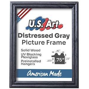 Weathered Gray Picture Frame .75 Inch Solid Wood Rustic Wall Decor Distressed Gray Art Frame Vintage Photo Display