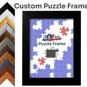 Flat Frame for Puzzles Handmade Picture Frames in 10+ Colors for Wall Art with UV-Blocking Plexiglass and Preinstalled Hangers USA Made