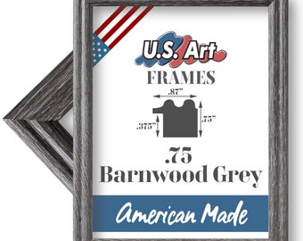 Barnwood Gray .75 in Wood Picture Frame, 100% American Made Solid Wood Wall Decor, Preinstalled Hangers, UV Blocking Plexiglass