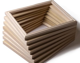 Wholesale Bulk Unfinished Raw Solid Wood Picture Frame Shells, 100% American Made .75" Wide Standard and Square Size Frames for DIY Projects