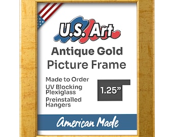 Antique Gold Picture Frame 1.25 inch Flat Gold Art Frame Vintage Photo Display Elegant Gold Wall Decor Gifts by US Art Frames