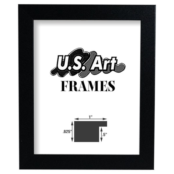 Custom Black Picture Frame for Wall, 1 Inch Flat (4x6 - 24x36), MDF Comp. Thin Minimal Poster Photo Frame, Wall Home Decor by US Art Frames