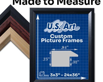 Custom Frame Beveled Solid Wood Custom Picture Frame with Preinstalled Vertical & Horizontal Hangers and UV-blocking Plexiglass 10+ Colors