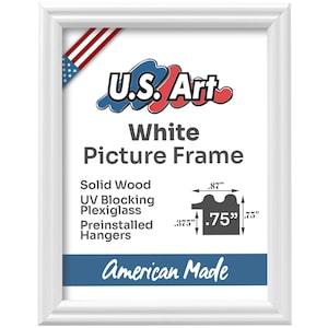 Classic White Picture Frame .75 Inch Solid Wood Art Display Clean Modern Photo Frame Wall Decor Gifts by US Art Frames