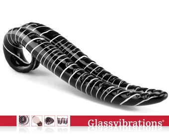GLASSVIBRATIONS Glasdildo black and white Zunge