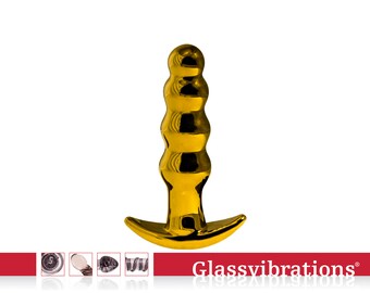 GLASSVIBRATIONS Glasdildo 4 Pearls Vibe gold 10 Speed, Fernbedienung, (USB)