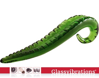 GLASSVIBRATIONS Glasdildo Teufelszunge Jungle green