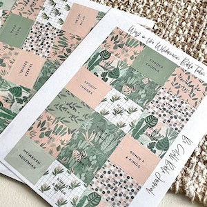 LAMINATED Wilderness Bible Tabs | Laminated Adhesive Bible Tabs | Bible Tabs with Leaves | Tropical Bible Tabs | Green and Pink Bible Tabs