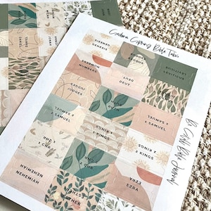 LAMINATED Sedona Spring Bible Tabs | Sage and Peach Bible Tabs | Neutral Bible Tabs | Bible Journaling | Laminated  Bible Tabs