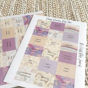 Onglets bibliques violets arc-en-ciel plastifiés | Onglets bibliques colorés | Onglets bibliques arc-en-ciel | Onglets bibliques adhésifs laminés | Jolies étiquettes bibliques