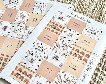 LAMINATED Tan Boho Rainbow Bible Tabs | Laminated Adhesive Bible Tabs | Rainbow Bible Tabs | Neutral Bible Tabs | Pretty Bible Labels