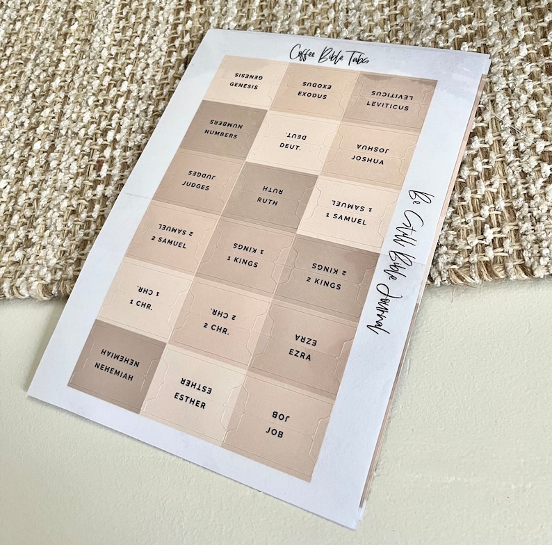 LAMINATED Coffee Bible Tabs Laminated Adhesive Bible Tabs Etsy