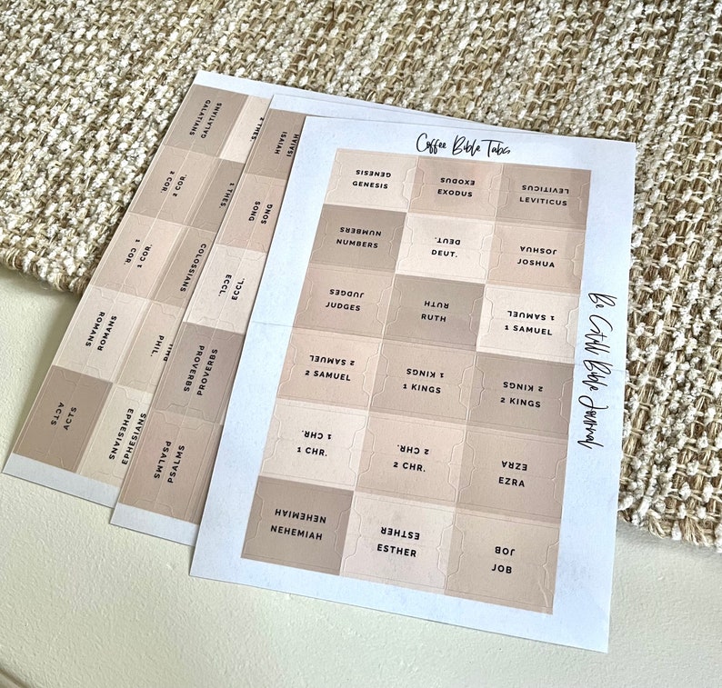 LAMINATED Coffee Bible Tabs Laminated Adhesive Bible Tabs Etsy