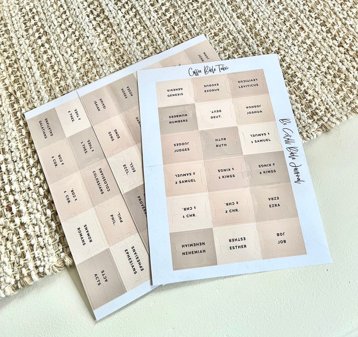 LAMINATED Coffee Bible Tabs Laminated Adhesive Bible Tabs Etsy