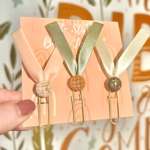 Neutral Orange and Sage Bookmark Set | Ribbon Bookmark Set | Paper Clip Bookmarks | Bible Bookmarks | Bookmark Set