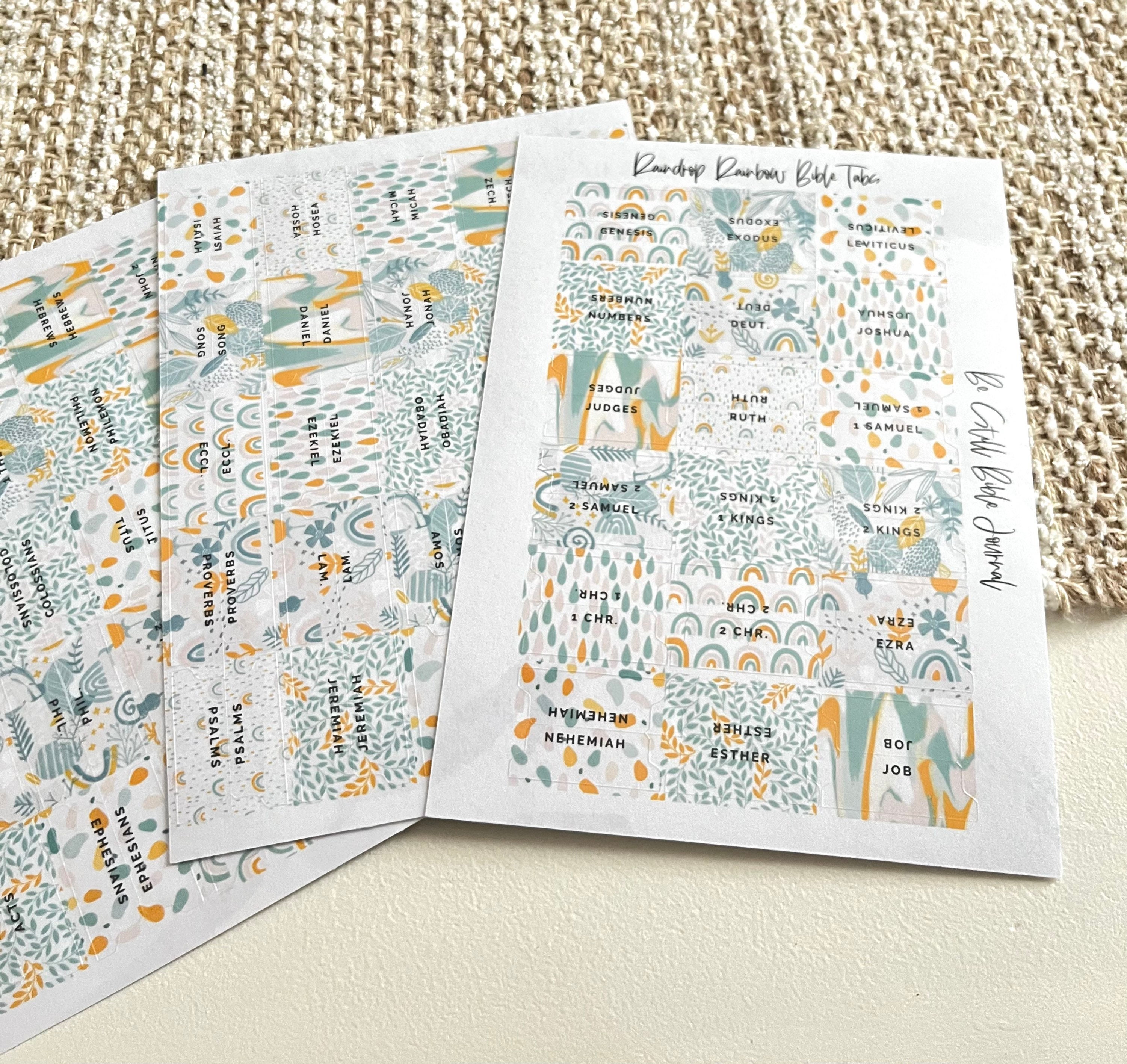 LAMINATED Raindrop Rainbow Bible Tabs Laminated Adhesive Etsy