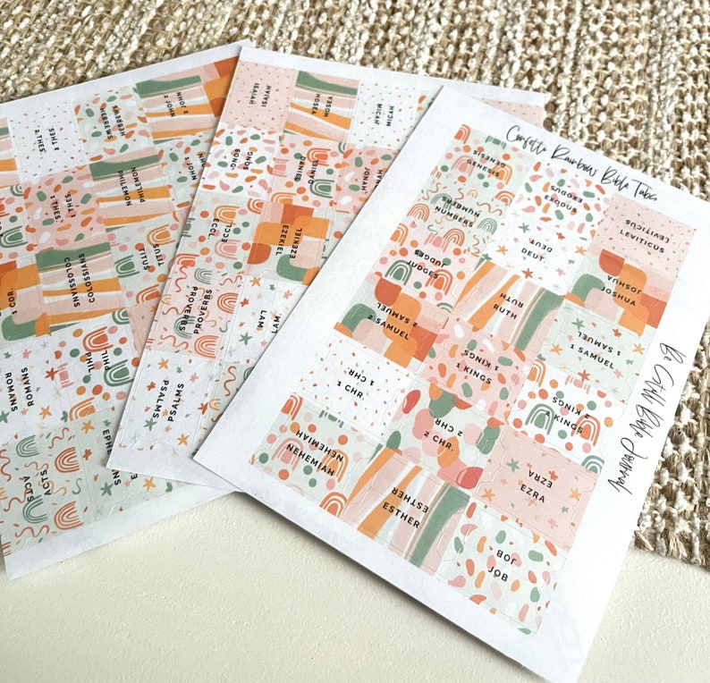 LAMINATED Confetti Rainbow Bible Tabs Laminated Adhesive Etsy