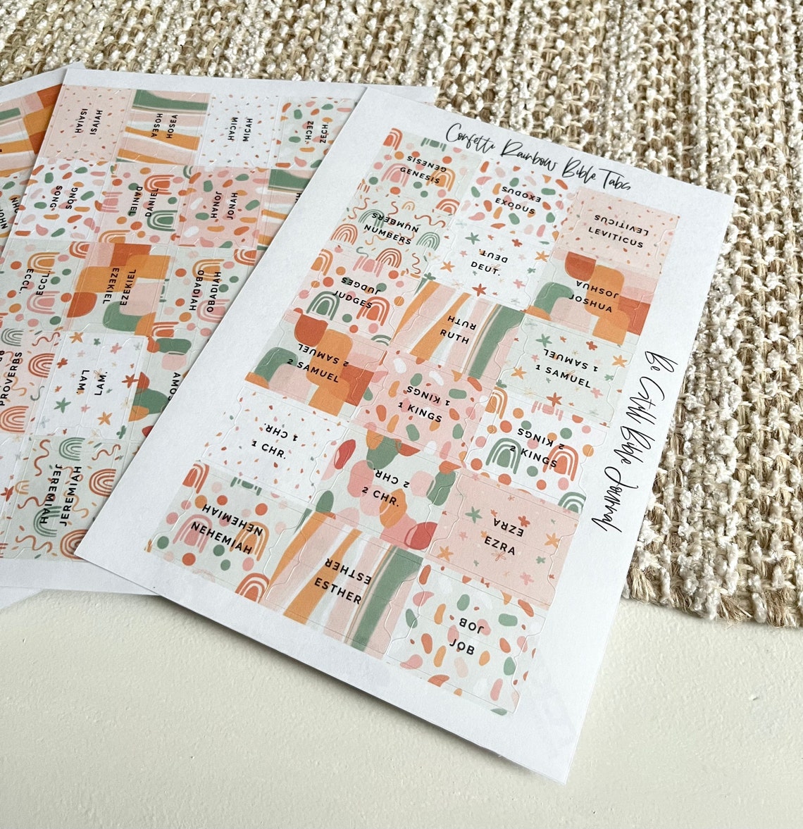 LAMINATED Confetti Rainbow Bible Tabs Laminated Adhesive Etsy