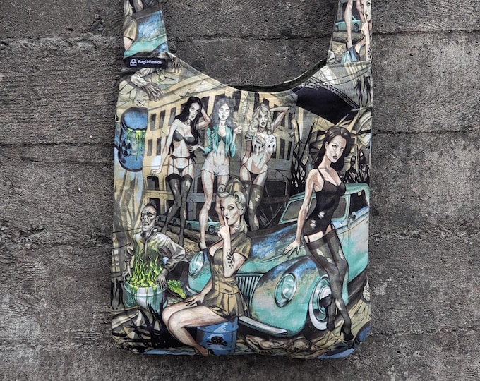 Zombie crossbody bag. Beware of dangerous beauties. Keep off. Be quiet.