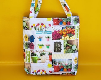 Tulips Shopper Bag. Spring Flowers for Mother's Day. Cottage style.