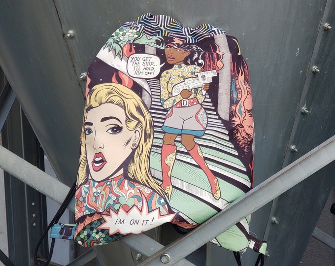 Girl power drawstring bag. I got your back. Fierce and beautiful.