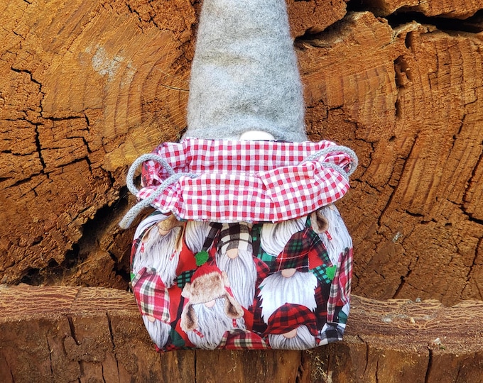 Lumberjack Gnomes Holiday bags. Reusable gift wrapping. Reduce waste.