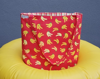 Banana smiley bag. Holiday vibes, happiness, health, and well-being.
