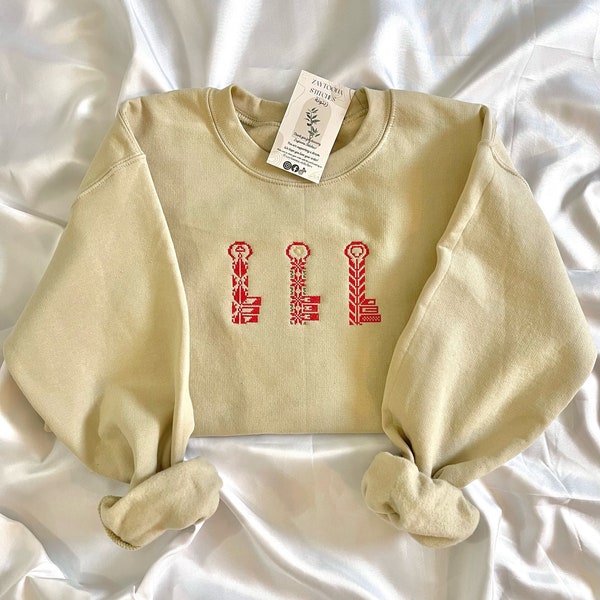 The Keys of Return Sweatshirt | Palestine Right to Return | Free Palestine | Tatreez | Cross Stitch