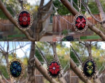 Tatreez Pendant Necklace | Custom Made | Palestinian Tatreez | Palestinian owned | Motif Necklace | Palestinian Neckalce