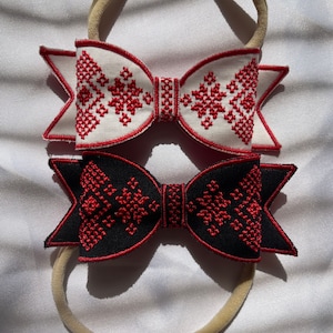 Tatreez Bows/ Headband / Cross-Stitch Palestinian Bows for girls