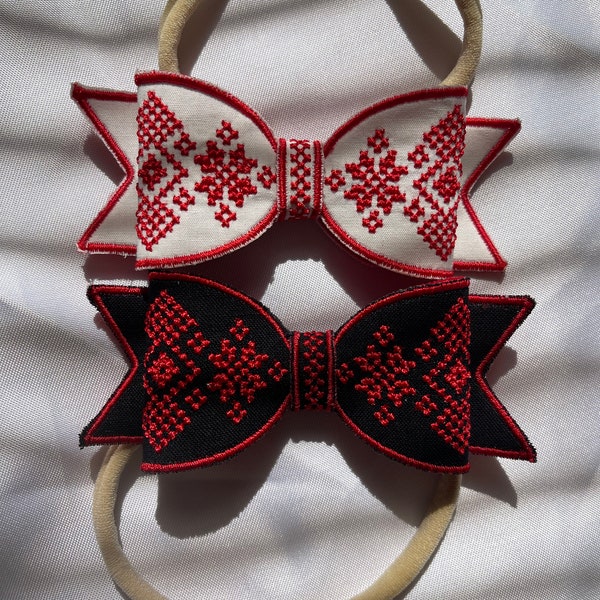 Tatreez Bows/ Headband / Cross-Stitch Palestinian Bows for girls