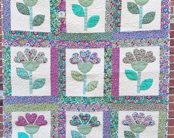 PDF Pattern - 'Love Blooms' quilt pattern - Instant Digital Download