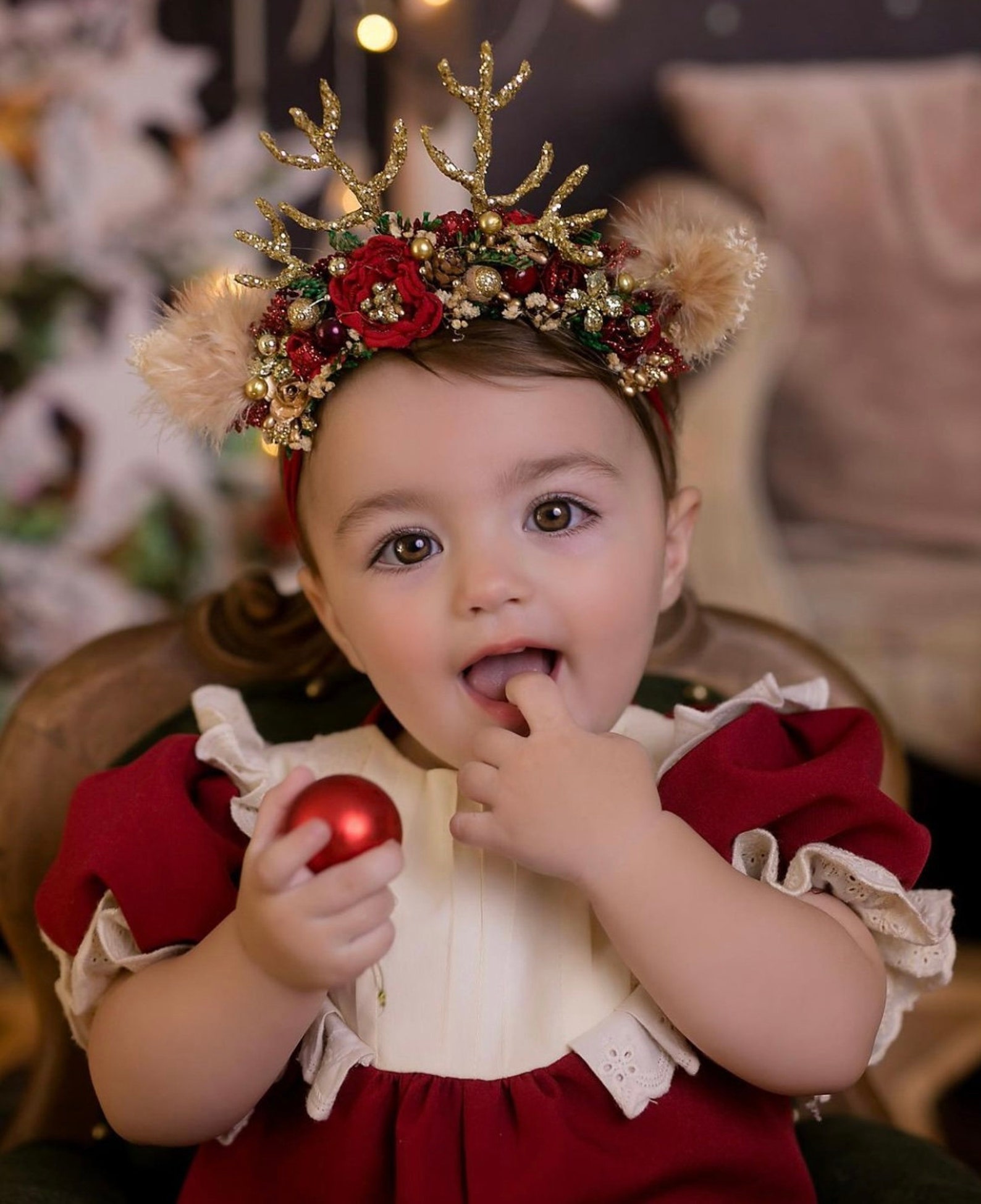 Christmas Crown, Deer Crown Newborn Christmas Crown, Christmas Bunny