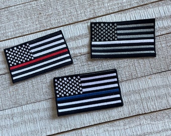 Embroidery Patch | Thin Line Flag | Embroidered Iron On Patch | Heroes | Emergency Personnel | Rescue | Fire | Police | Patches for Clothing