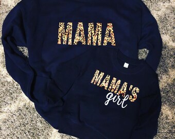 Sweat-shirt maman et moi | Maman et fille | Correspondance | Sweat-shirt léopard | Sweat-shirt adulte | sweat-shirt jeunesse | Crew Neck | BCBG