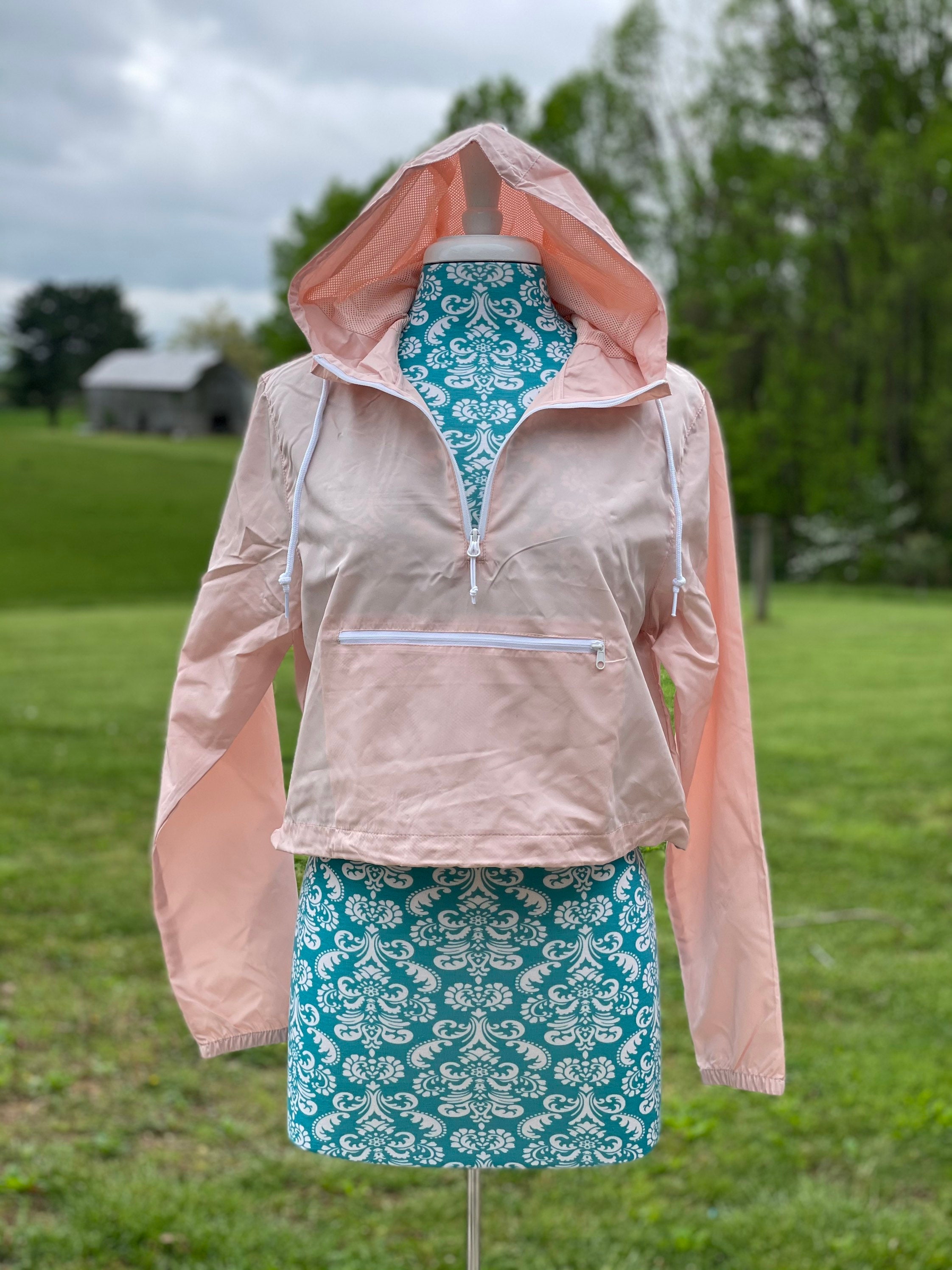 Monogrammed Quarter Zip Rain Jacket Cropped Windbreaker Etsy Israel