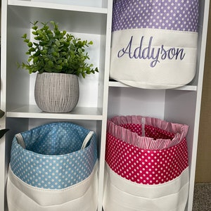 Easter Basket | Polka Dot | Spring | Personalized Easter Basket Bucket | For Girl | For Boy | Embroidered