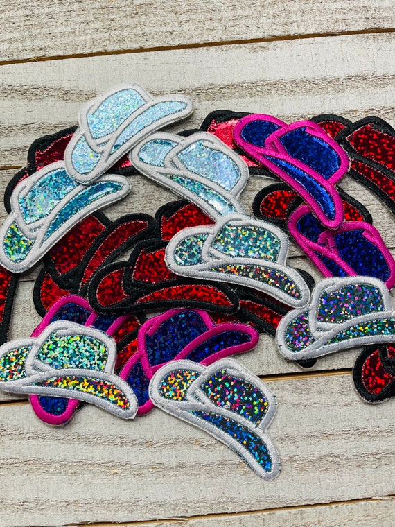 Embroidered Iron on Patch Cowboy Hat Cowgirl Hat Holographic Western BOHO  Yeehaw Patches for Clothing Backpack Hats 