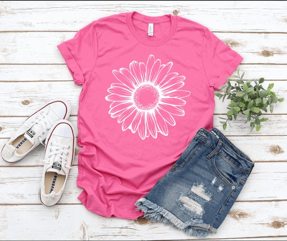 Floral T-shirt Daisy Sunflower Flowers Bella Canvas | Etsy