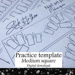 Practice template Medium Square - DIGITAL DOWNLOAD - Print your own nail art practice sheets!