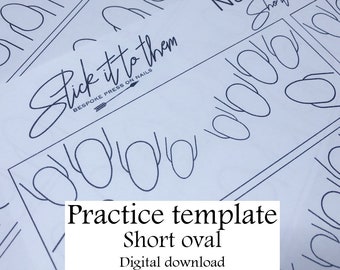 Practice template Short Oval - DIGITAL DOWNLOAD - Print your own nail art practice sheets!