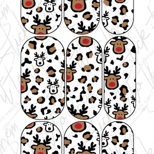 DIGITAL nail decals! 30mm OVAL Reindeer Leopard Print | Print your own!